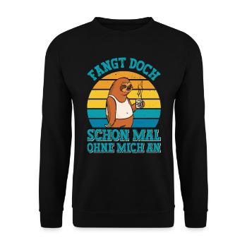 Mitarbeiter Faul Fangt Schon Mal Ohne Mich An - Unisex Pullover - Schwarz - Vorne - Alina (178cm) & Michal (187cm)