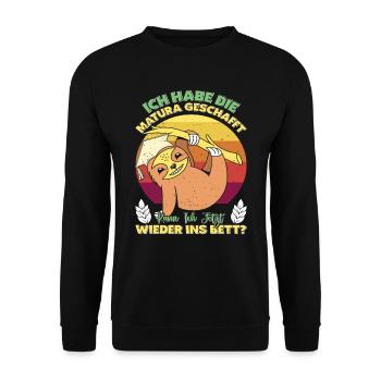 Maturanten Habe die Matura Geschafft Lustiges - Unisex Pullover - Schwarz - Vorne - Alina (178cm) & Michal (187cm)