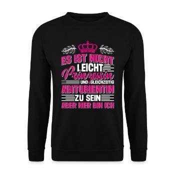 Abi Nicht Leicht Prinzessin und Abiturientin - Unisex Pullover - Schwarz - Vorne - Alina (178cm) & Michal (187cm)