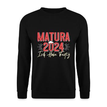 Matura 2024 Ich Habe Fertig Abschluss Lustiges - Unisex Pullover - Schwarz - Vorne - Alina (178cm) & Michal (187cm)