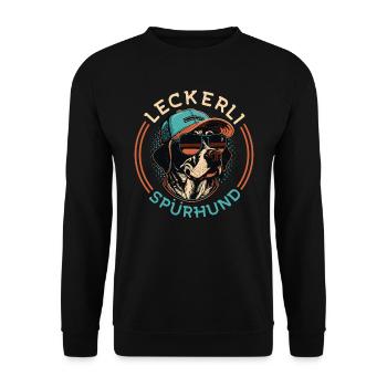 Labrador Herrchen LECKERLI SPÜRHUND Lustiges - Unisex Pullover - Schwarz - Vorne - Alina (178cm) & Michal (187cm)