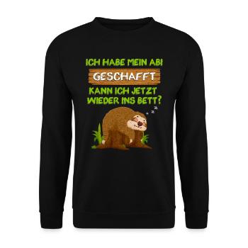 Abitur Habe Abi Geschafft Kann Ich Wieder ins Bett - Unisex Pullover - Schwarz - Vorne - Alina (178cm) & Michal (187cm)