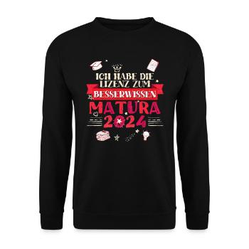 Maturantin Die Lizenz zum Besserwissen Matura - Unisex Pullover - Schwarz - Vorne - Alina (178cm) & Michal (187cm)