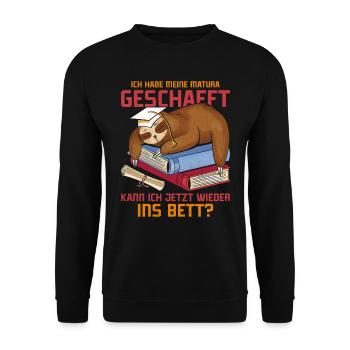 Maturant Habe meine Matura Geschafft Abschluss - Unisex Pullover - Schwarz - Vorne - Alina (178cm) & Michal (187cm)