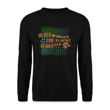 Glückwunsch zur Flucht Verräter Lustiges - Unisex Pullover - Schwarz - Vorne - Alina (178cm) & Michal (187cm)
