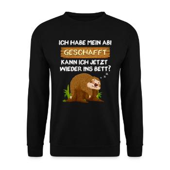 Abitur Habe Abi Geschafft Kann Ich Wieder ins Bett - Unisex Pullover - Schwarz - Vorne - Alina (178cm) & Michal (187cm)