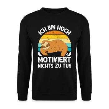 Fauler Kollege Bin Hoch Motiviert Nichts zu Tun - Unisex Pullover - Schwarz - Vorne - Alina (178cm) & Michal (187cm)