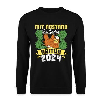 Abitur 2024 Mit Abstand die BESTEN ABI Lustiges - Unisex Pullover - Schwarz - Vorne - Alina (178cm) & Michal (187cm)