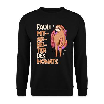 Faul Mitarbeiter des Monats Faultier Kollegen - Unisex Pullover - Schwarz - Vorne - Alina (178cm) & Michal (187cm)