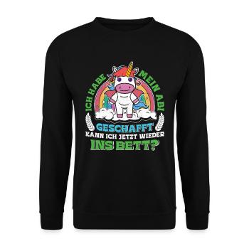 Abiturient Habe Mein Abi Geschafft Abschluss - Unisex Pullover - Schwarz - Vorne - Alina (178cm) & Michal (187cm)
