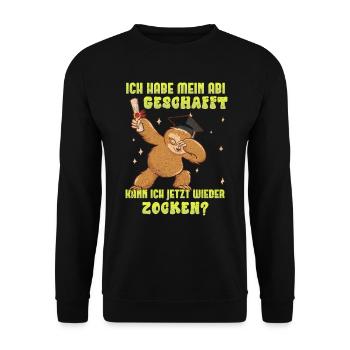 Abitur Habe Mein Abi Geschafft Wieder Zocken? - Unisex Pullover - Schwarz - Vorne - Alina (178cm) & Michal (187cm)