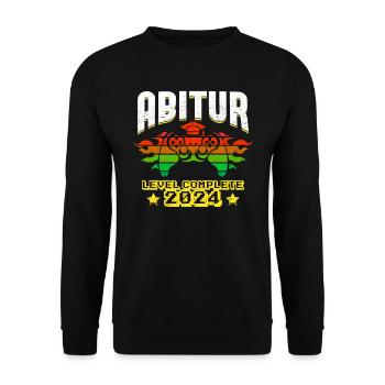 Abitur 2024 ABI Schulabschluss Abiturienten - Unisex Pullover - Schwarz - Vorne - Alina (178cm) & Michal (187cm)