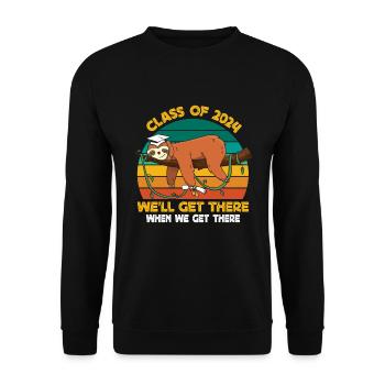 Abiturienten Class of 2024 We'll Get There Lustig - Unisex Pullover - Schwarz - Vorne - Alina (178cm) & Michal (187cm)
