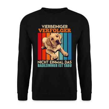 Labrador Lustig VIERBEINER VERFOLGER Treuer - Unisex Pullover - Schwarz - Vorne - Alina (178cm) & Michal (187cm)