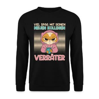 Mitarbeiter Viel Spaß mit deinen Neuen Kollegen - Unisex Pullover - Schwarz - Vorne - Alina (178cm) & Michal (187cm)