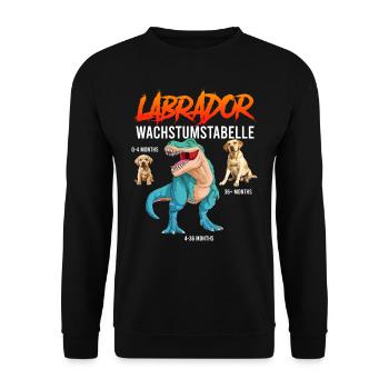 Labrador Liebhaber Labrador WACHSTUMSTABELLE - Unisex Pullover - Schwarz - Vorne - Alina (178cm) & Michal (187cm)