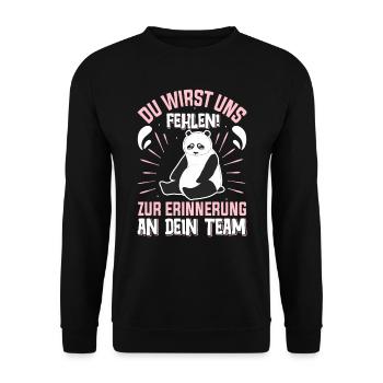 Abschied Kollege Du Wirst uns Fehlen Dein Team - Unisex Pullover - Schwarz - Vorne - Alina (178cm) & Michal (187cm)