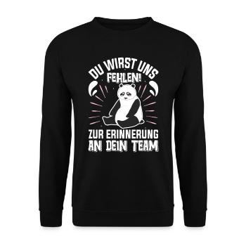 Abschied Kollege Du Wirst uns Fehlen Dein Team - Unisex Pullover - Schwarz - Vorne - Alina (178cm) & Michal (187cm)