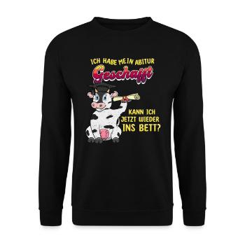Abitur Geschafft Kann ich wieder ins Bett Lustige - Unisex Pullover - Schwarz - Vorne - Alina (178cm) & Michal (187cm)