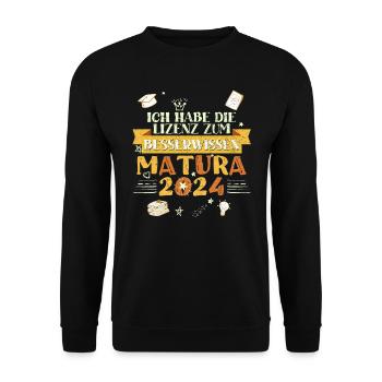 Maturantin Die Lizenz zum Besserwissen Matura - Unisex Pullover - Schwarz - Vorne - Alina (178cm) & Michal (187cm)
