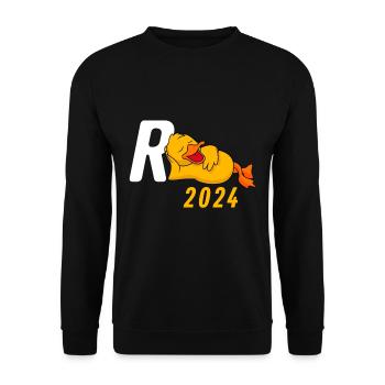 Rente 2024 R-Ente Pensionierung Ruhestand - Unisex Pullover - Schwarz - Vorne - Alina (178cm) & Michal (187cm)