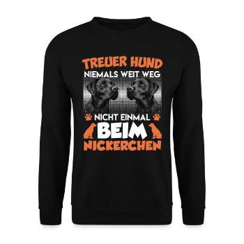 Labrador TREUER HUND NIEMALS WEIT WEG Labrador - Unisex Pullover - Schwarz - Vorne - Alina (178cm) & Michal (187cm)