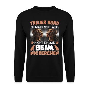 Labrador TREUER HUND NIEMALS WEIT WEG Labrador - Unisex Pullover - Schwarz - Vorne - Alina (178cm) & Michal (187cm)