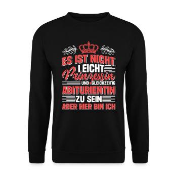 Abi Nicht Leicht Prinzessin und Abiturientin - Unisex Pullover - Schwarz - Vorne - Alina (178cm) & Michal (187cm)