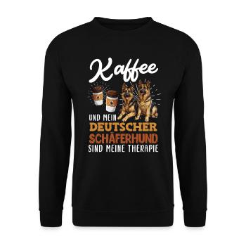 Schäferhund Besitzer KAFFEE UND MEIN DEUTSCHER - Unisex Pullover - Schwarz - Vorne - Alina (178cm) & Michal (187cm)