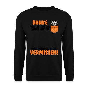 Danke für die Tollen Jahre mit Dir Abschied - Unisex Pullover - Schwarz - Vorne - Alina (178cm) & Michal (187cm)