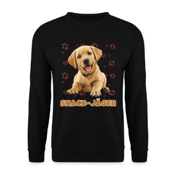 Labrador SNACK JÄGER Labrador Herrchen Lustiges - Unisex Pullover - Schwarz - Vorne - Alina (178cm) & Michal (187cm)