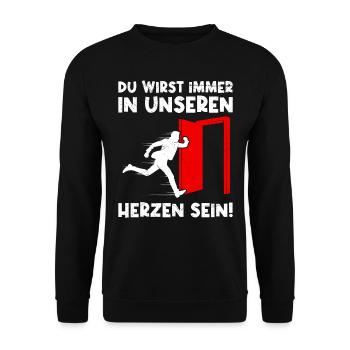 Arbeitskollege Wirst Immer in Unseren Herzen sein! - Unisex Pullover - Schwarz - Vorne - Alina (178cm) & Michal (187cm)