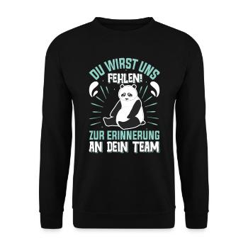 Abschied Kollege Du Wirst uns Fehlen Dein Team - Unisex Pullover - Schwarz - Vorne - Alina (178cm) & Michal (187cm)
