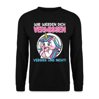 Arbeitskollegen Wir Werden Dich Vermissen - Unisex Pullover - Schwarz - Vorne - Alina (178cm) & Michal (187cm)