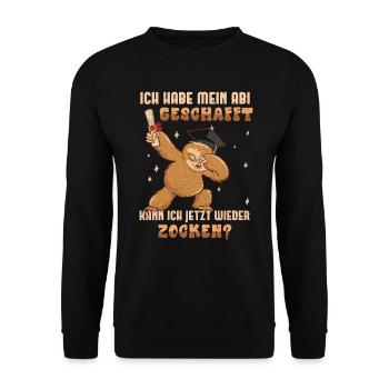 Abitur Habe Mein Abi Geschafft Wieder Zocken? - Unisex Pullover - Schwarz - Vorne - Alina (178cm) & Michal (187cm)