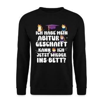 Abi Habe mein Abitur Geschafft Faultier Lustiges - Unisex Pullover - Schwarz - Vorne - Alina (178cm) & Michal (187cm)
