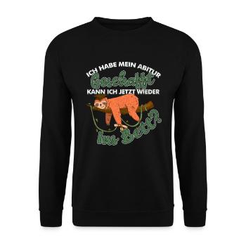 Abitur Geschafft Kann ich wieder ins Bett Lustige - Unisex Pullover - Schwarz - Vorne - Alina (178cm) & Michal (187cm)