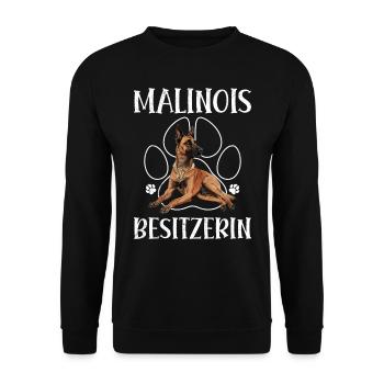 MALINOIS BESITZERIN Belgischer Schäferhund - Unisex Pullover - Schwarz - Vorne - Alina (178cm) & Michal (187cm)