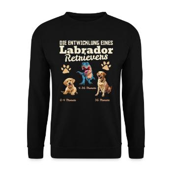 Hundebesitzer DIE EVOLUTION EINES LABRADOR - Unisex Pullover - Schwarz - Vorne - Alina (178cm) & Michal (187cm)