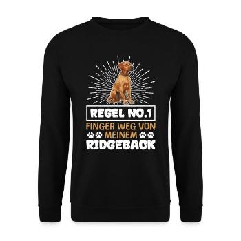 Ridgeback REGEL NO. 1 FINGER WEG VON MEINEM - Unisex Pullover - Schwarz - Vorne - Alina (178cm) & Michal (187cm)