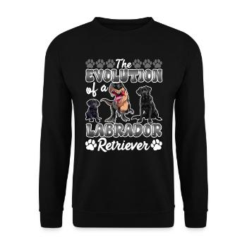 Hundebesitzer DIE EVOLUTION EINES LABRADOR - Unisex Pullover - Schwarz - Vorne - Alina (178cm) & Michal (187cm)