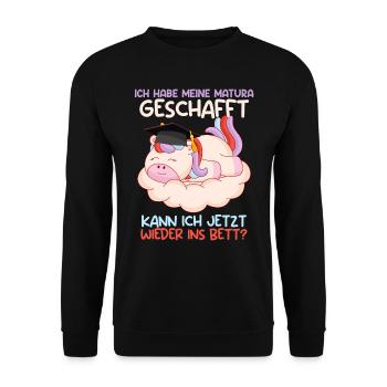 Maturant Habe meine Matura Geschafft Abschluss - Unisex Pullover - Schwarz - Vorne - Alina (178cm) & Michal (187cm)