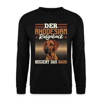 Ridgeback DER RHODESIAN RIDGEBACK REGIERT DAS HAUS - Unisex Pullover - Schwarz - Vorne - Alina (178cm) & Michal (187cm)