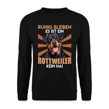 Rottweiler Hund RUHIG BLEIBEN IST EIN ROTTWEILER - Unisex Pullover - Schwarz - Vorne - Alina (178cm) & Michal (187cm)