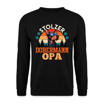 Doberman Besitzer STOLZER DOBERMANN OPA Cool - Unisex Pullover - Schwarz - Vorne - Alina (178cm) & Michal (187cm)