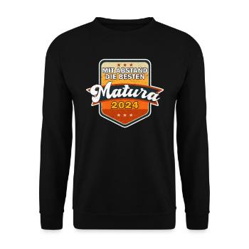 MATURA 2024 Mit Abstand die Besten Maturanten - Unisex Pullover - Schwarz - Vorne - Alina (178cm) & Michal (187cm)