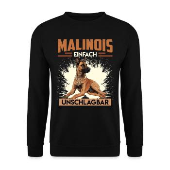 MALINOIS EINFACH UNSCHLAGBAR Belgischer Malinois - Unisex Pullover - Schwarz - Vorne - Alina (178cm) & Michal (187cm)