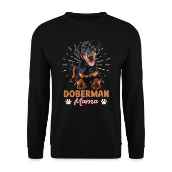 DOBERMAN MAMA Hundebesitzer Dobermänner Cooles - Unisex Pullover - Schwarz - Vorne - Alina (178cm) & Michal (187cm)