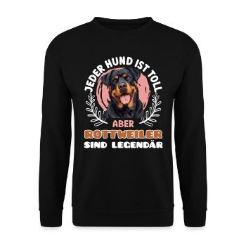 Rottweiler JEDER HUND IST TOLL ABER ROTTWEILER - Unisex Pullover - Schwarz - Vorne - Alina (178cm) & Michal (187cm)