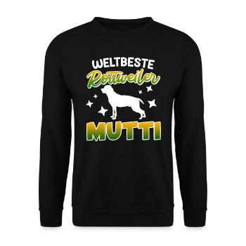 Rottie WELTBESTE ROTTWEILER MUTTI Rottweiler - Unisex Pullover - Schwarz - Vorne - Alina (178cm) & Michal (187cm)